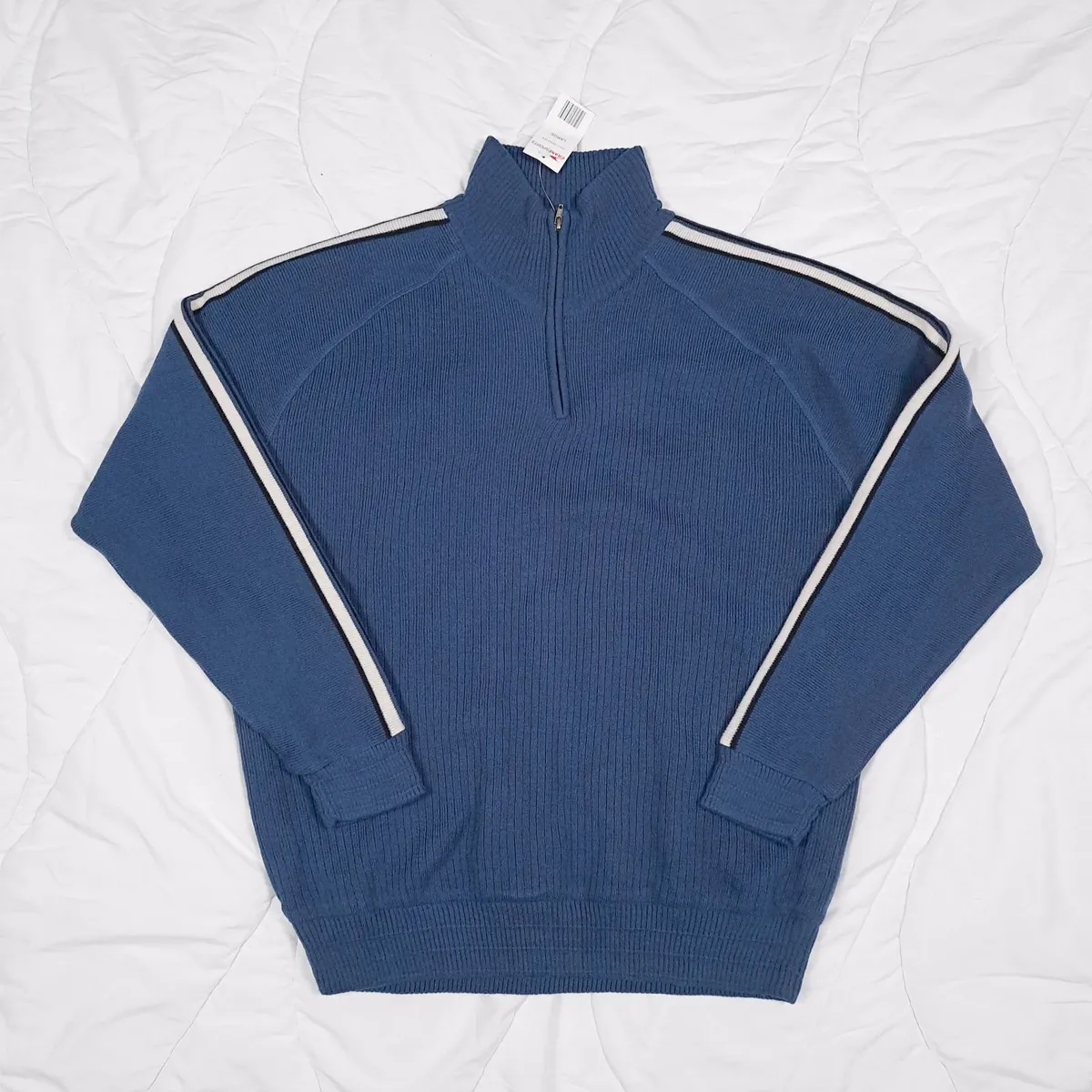 Crane Sports Blue Ribbed Pullover Golf Sweater L - Image 1