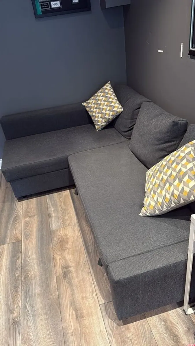 Dark Grey Corner sofa-bed with storage - IKEA FRIHETEN - Image 1