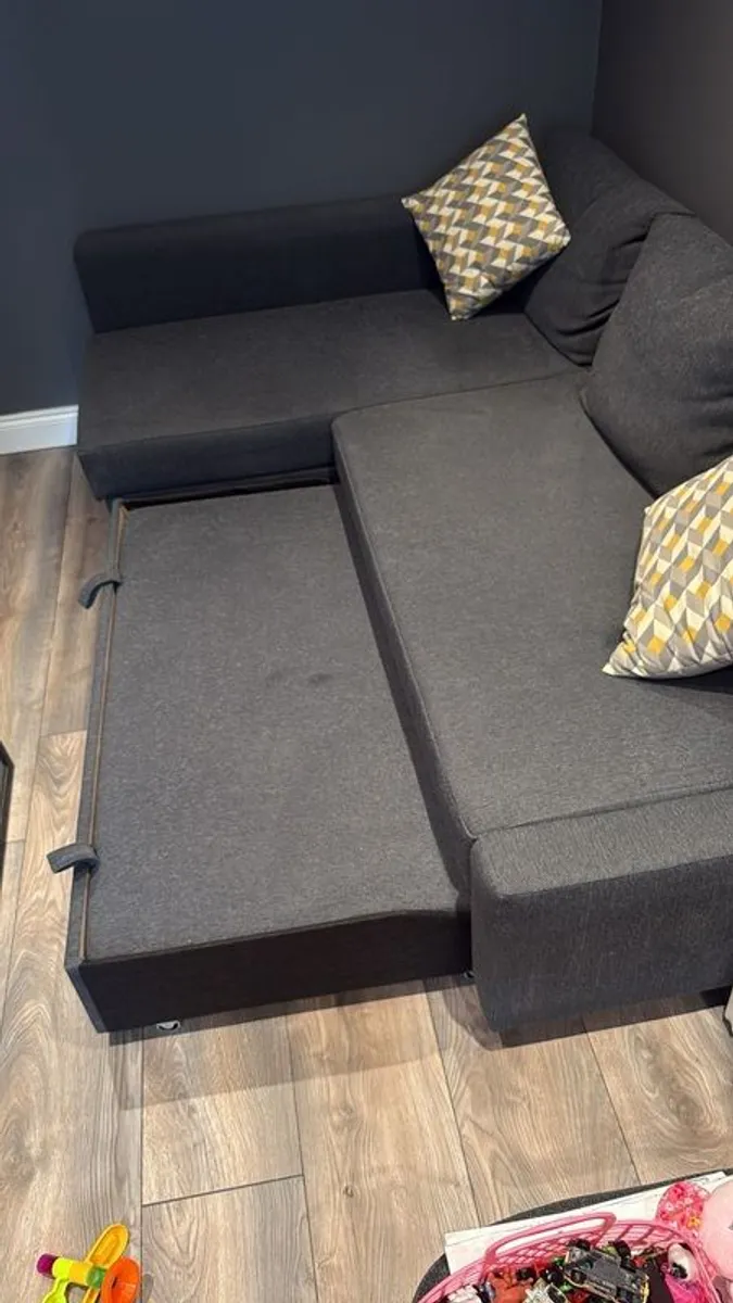 Dark Grey Corner sofa-bed with storage - IKEA FRIHETEN - Image 2