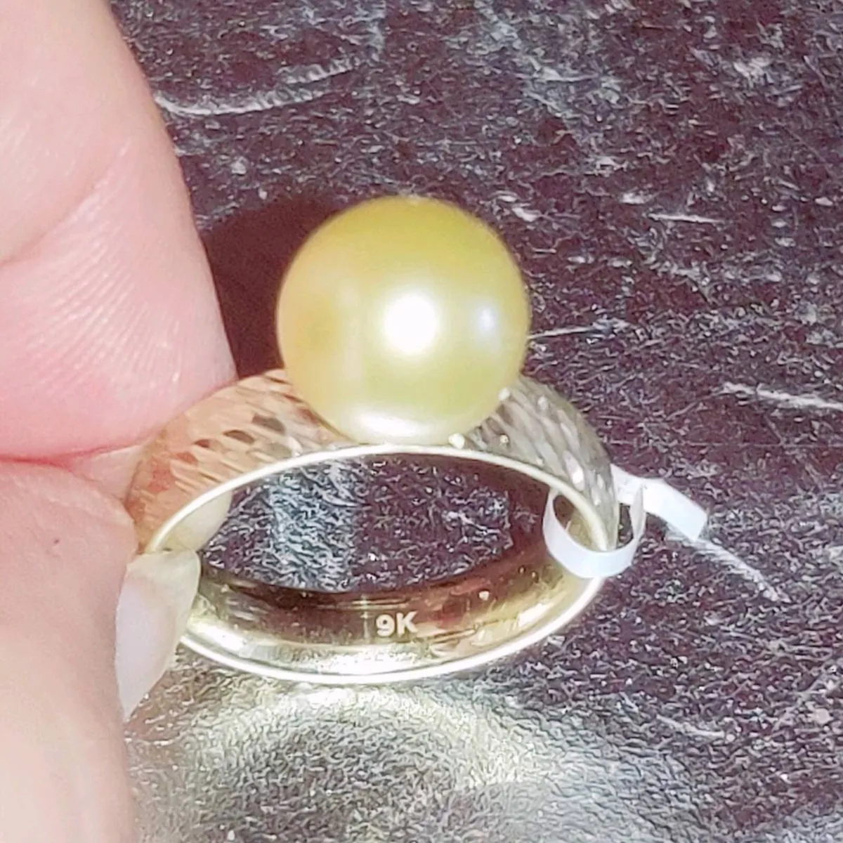 DEEP SEA CHAMPAYNE PEARL, 9C Chunky Gold Ring ! - Image 1