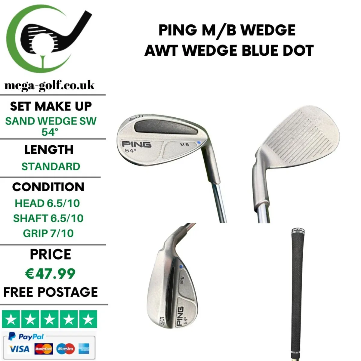 Ping M/B Wedge Sw 54° / AWT Wedge / Blue Dot - Image 1