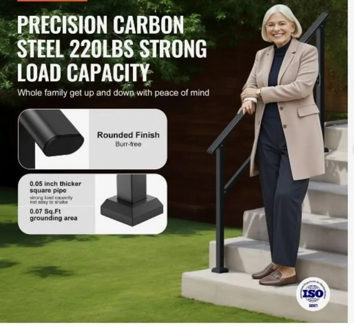 Handrails for Outdoor Steps, 4-5 Step Stair - Image 3