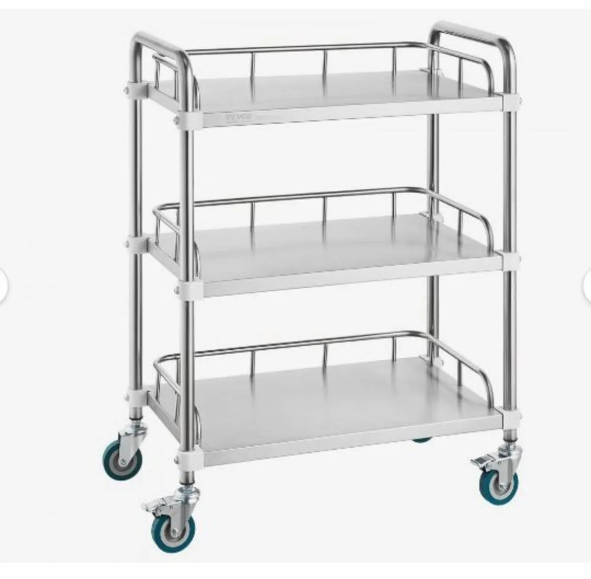 Lab Rolling Cart, 3-Shelf Stainless Steel - Image 1