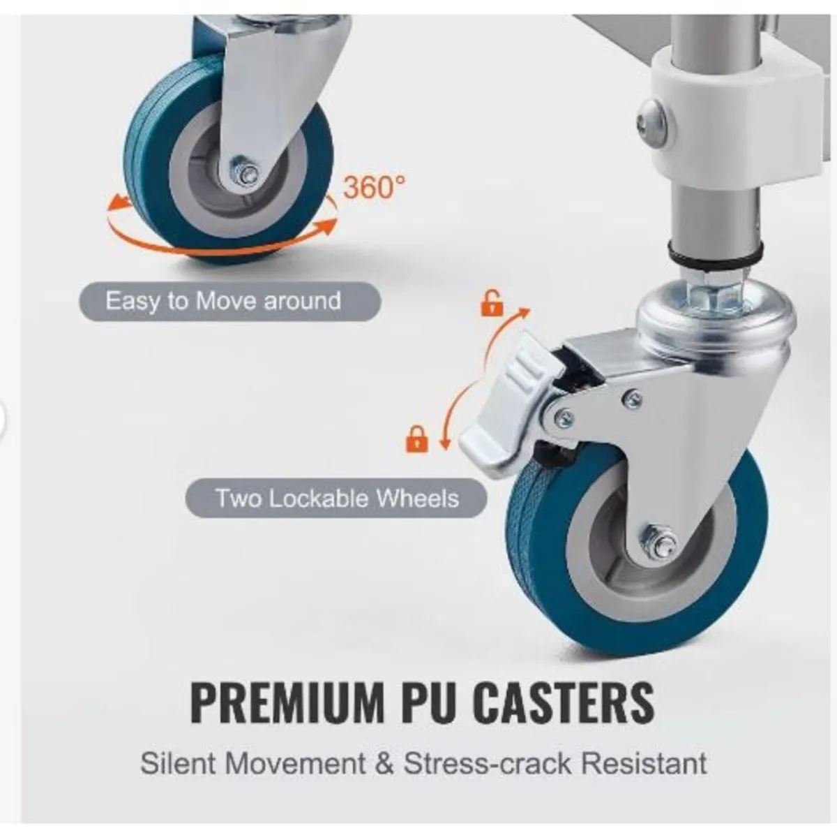 Lab Rolling Cart, 3-Shelf Stainless Steel - Image 3