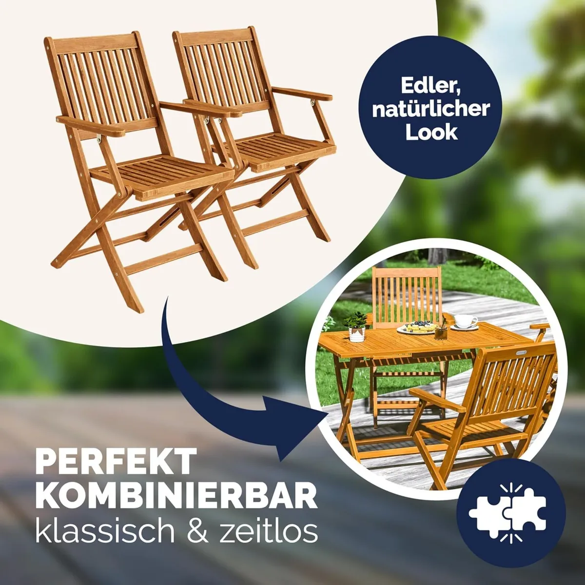 Set of 2 Garden Chairs FSC Certified Acacia Wood F - Image 4
