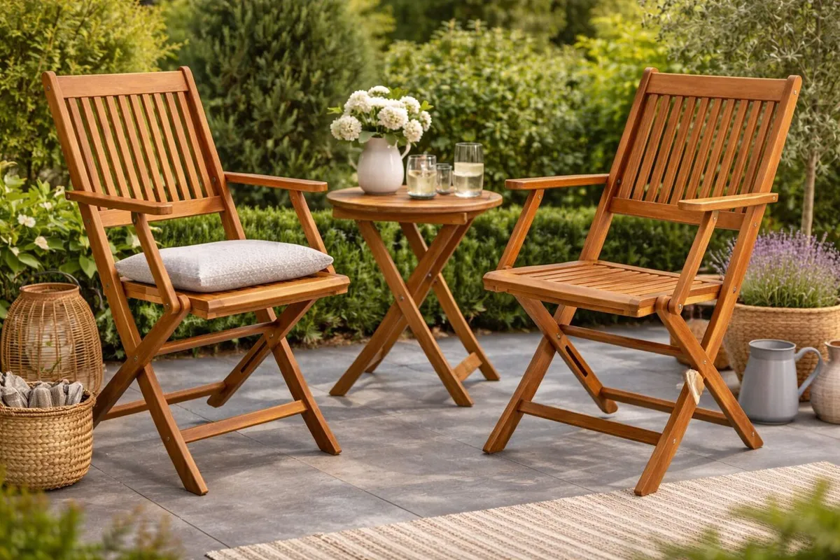 Set of 2 Garden Chairs FSC Certified Acacia Wood F - Image 1