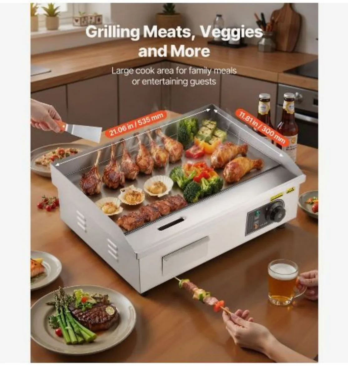 Commercial Electric Griddle, 535 x 300 mm, 3200W - Image 3