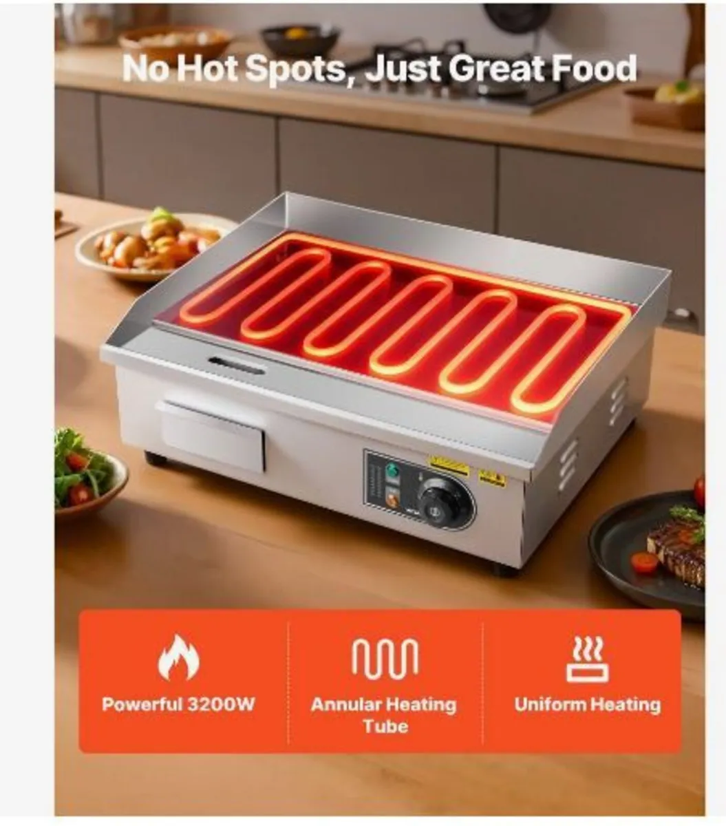 Commercial Electric Griddle, 535 x 300 mm, 3200W - Image 2