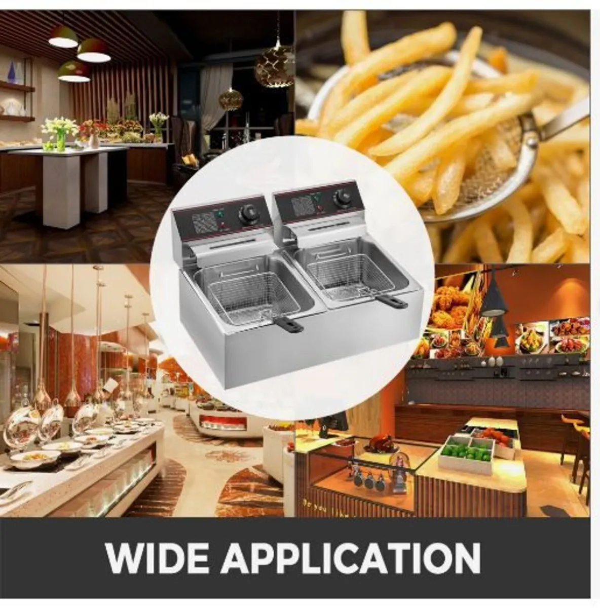 Double Deep Fat Fryer Large 5000W Commercial - Image 3