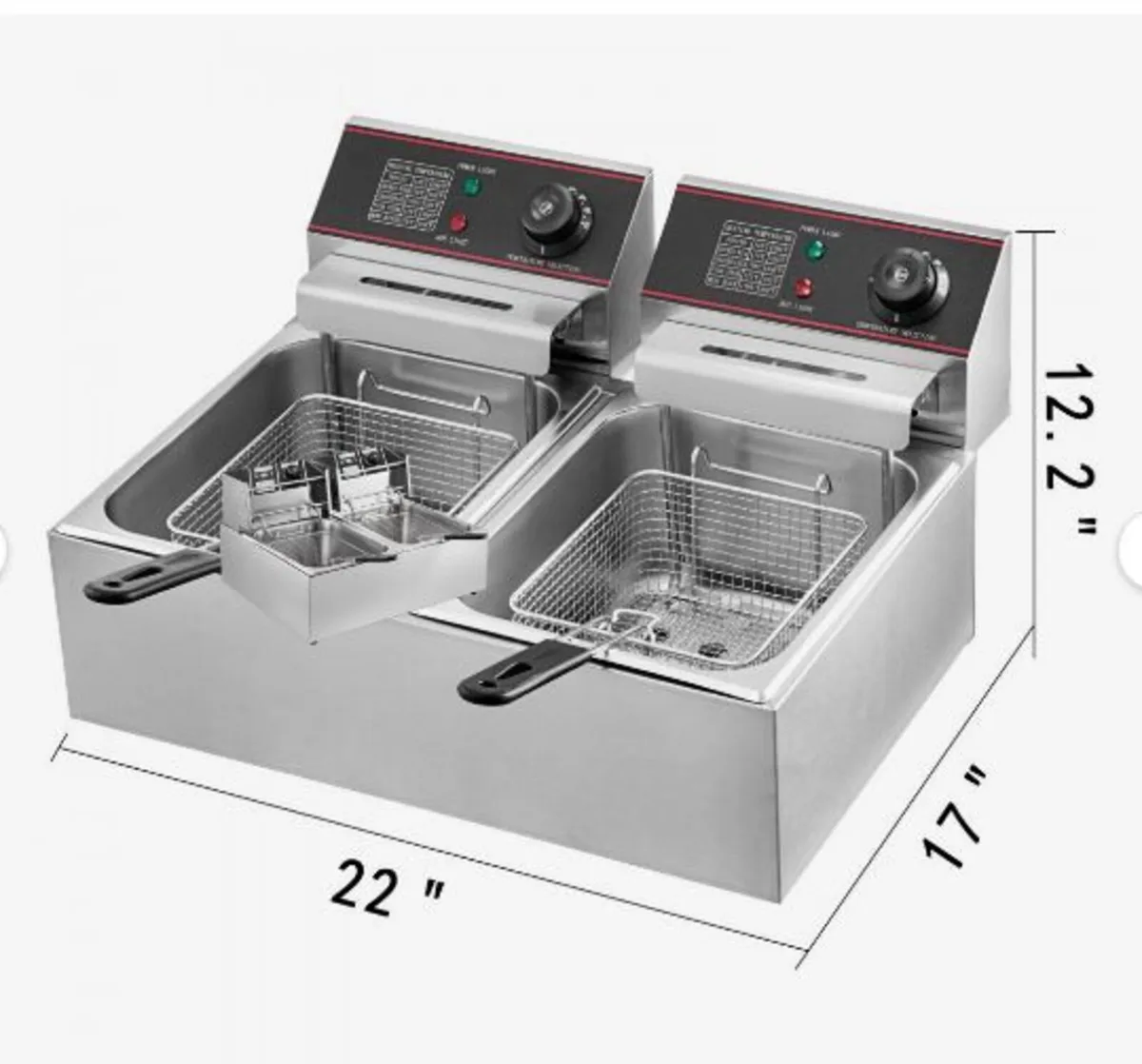 Double Deep Fat Fryer Large 5000W Commercial - Image 2