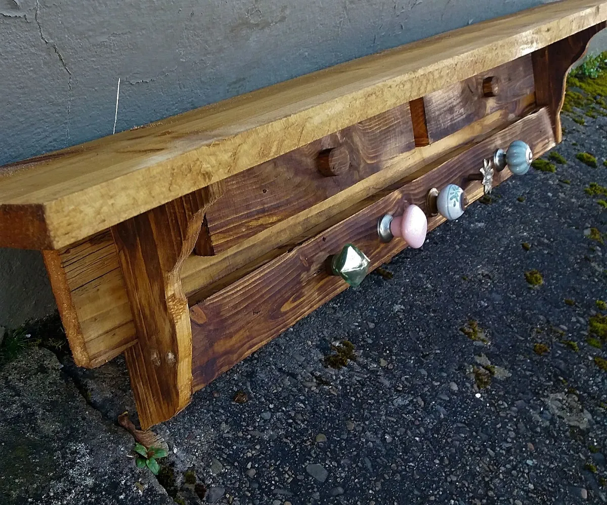 Rustic Mantle /Shelf / Coat & Hat Rack - Image 4