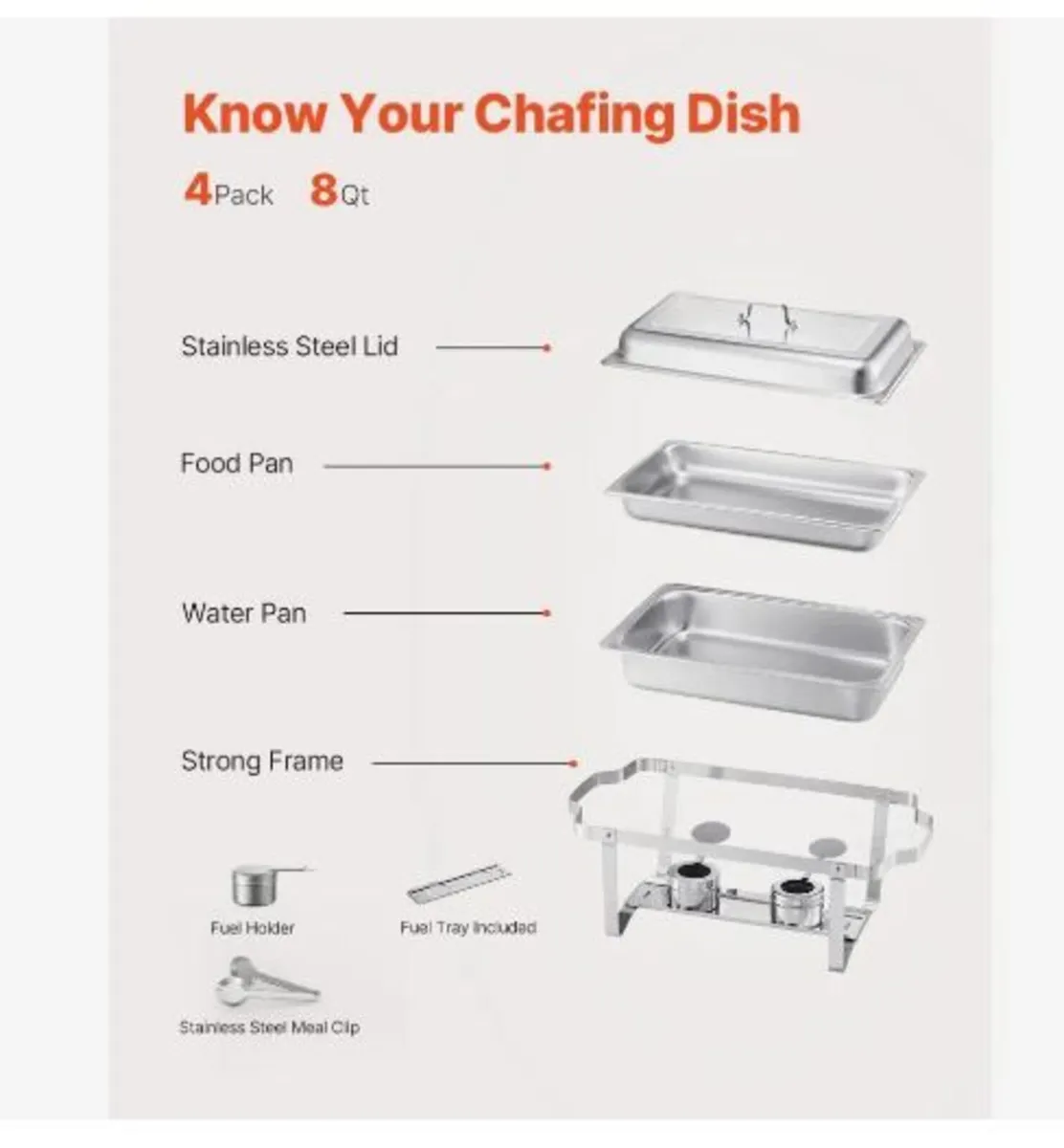 Chafing Dish Buffet Set, 8 Qt 4 Pack - Image 2