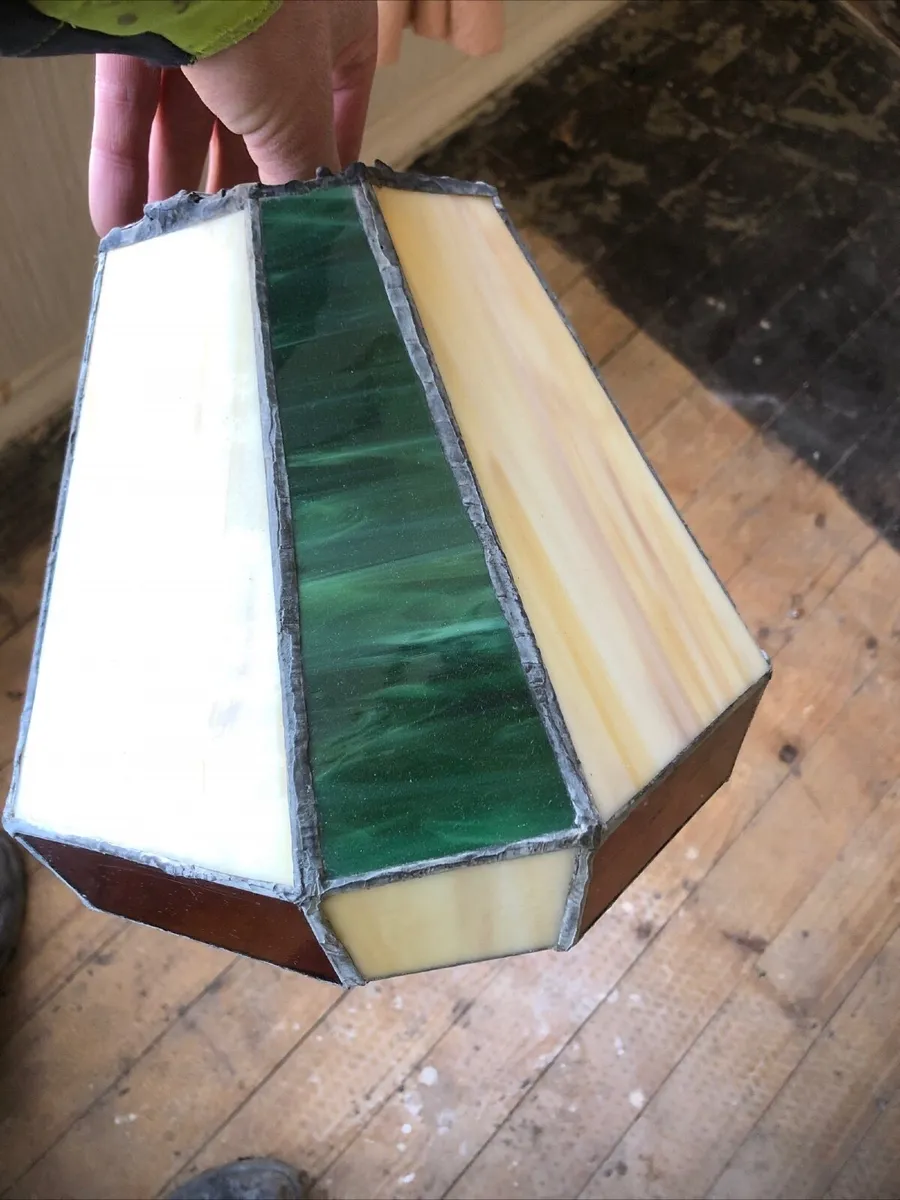 Vintage stained glass ceiling shades/ set of 3  /s - Image 1