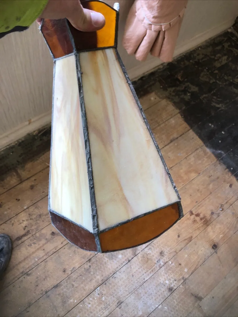 Vintage stained glass ceiling shades/ set of 3  /s - Image 3