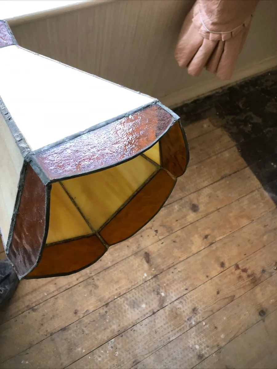 Vintage stained glass ceiling shades/ set of 3  /s - Image 4