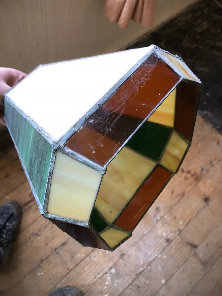 Vintage stained glass ceiling shades/ set of 3  /s - Image 2