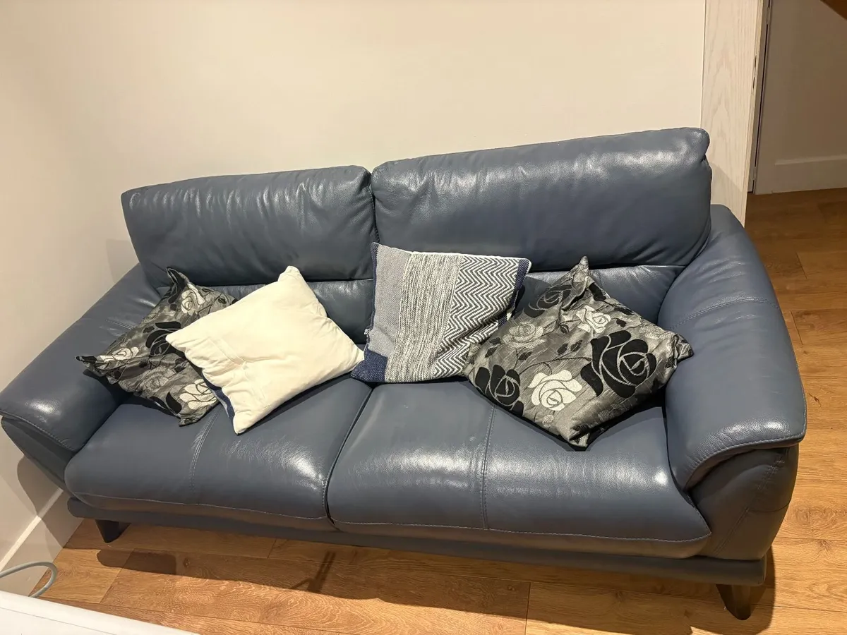 Modern Blue Leather Sofa