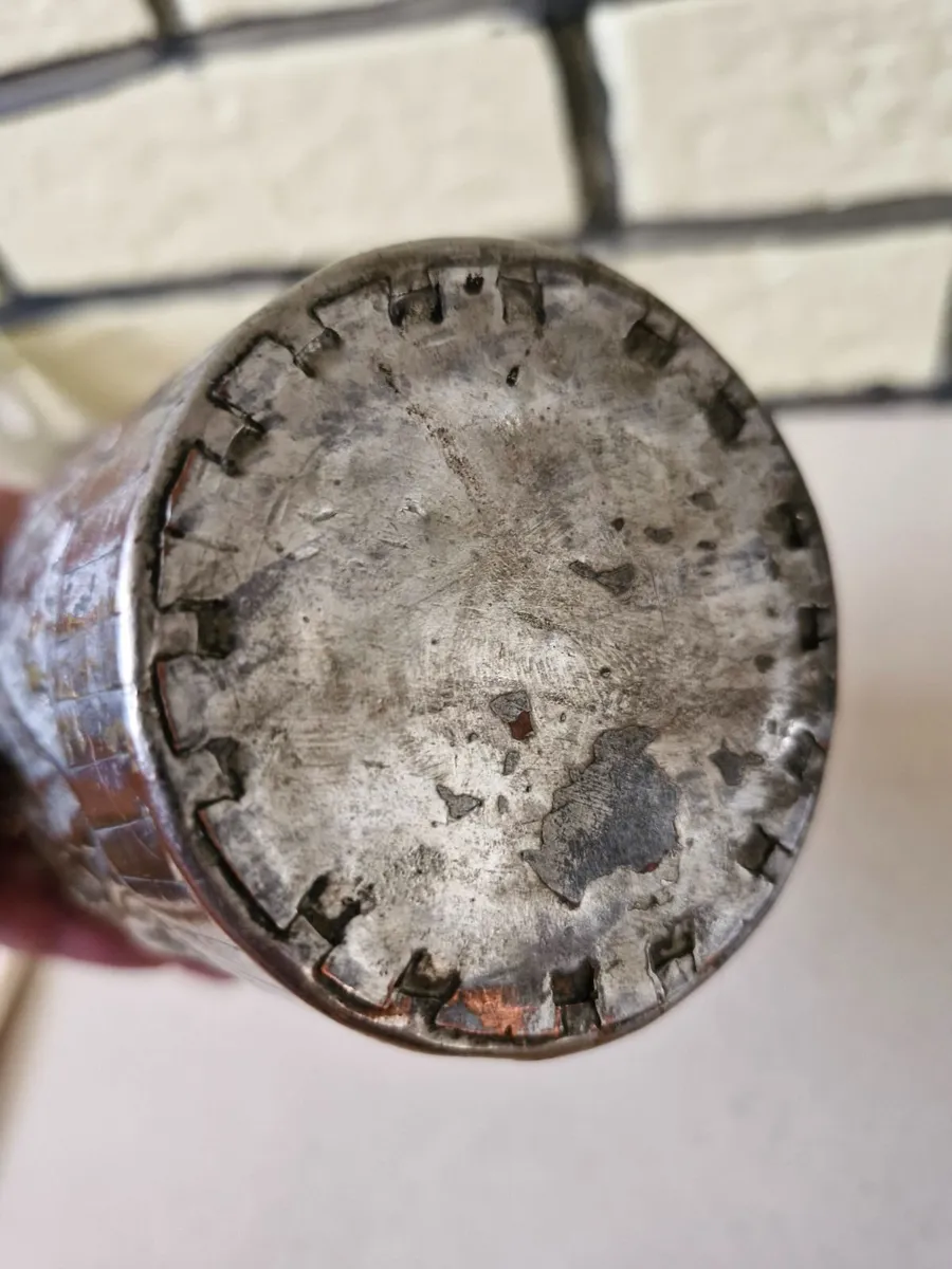 Antique Persian Qajar Dynasty tinned copper jug - Image 4