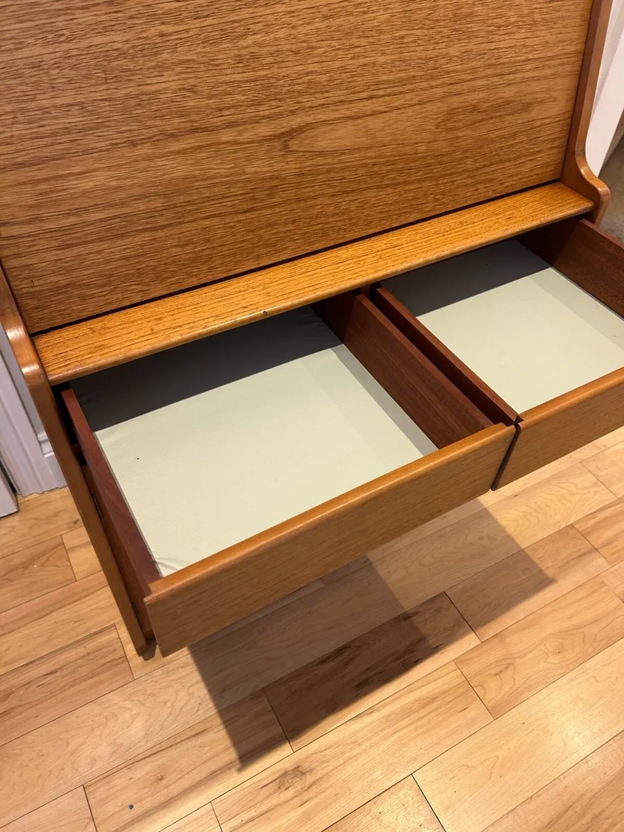 Mid century teak writing desk storage cabinet - Image 4