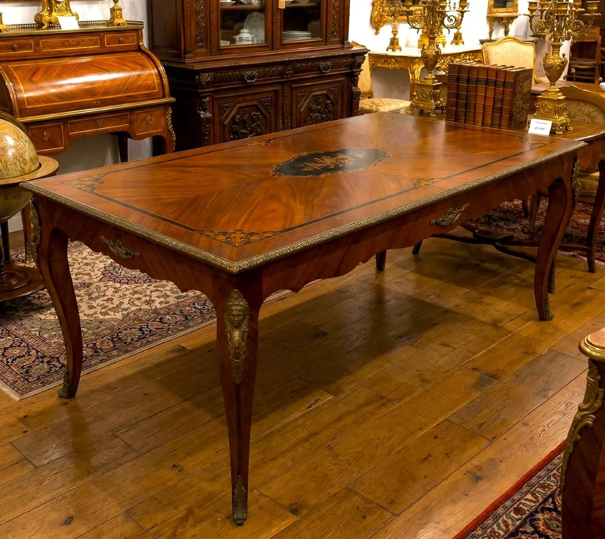 Very nice ormolu dining table with marquetry inlay