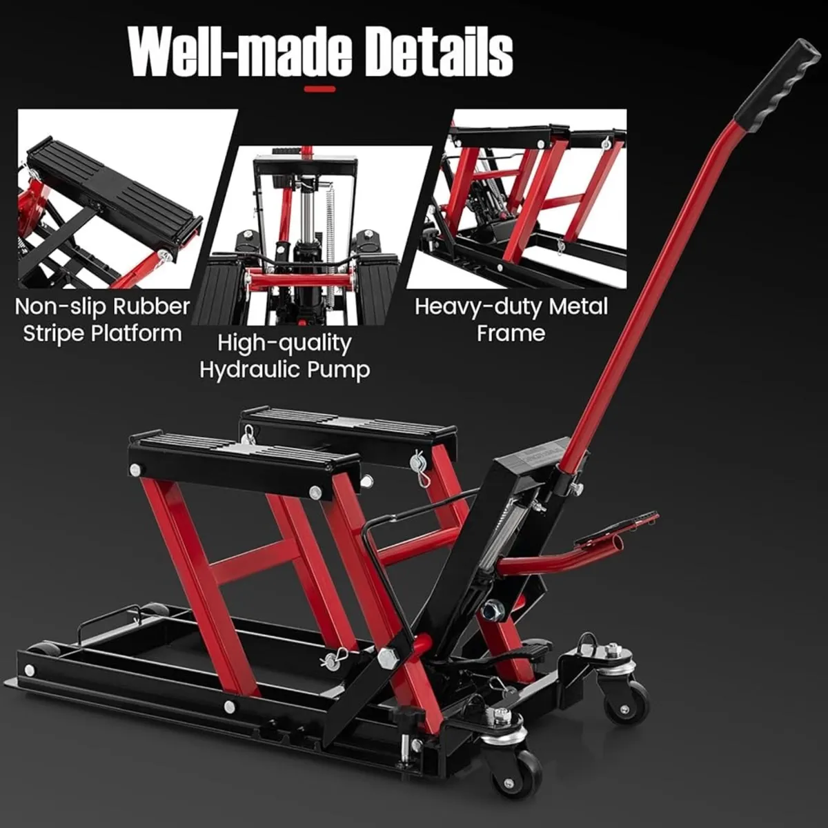 Hydraulic Motorcycle Lift Jack, 1500 LBS - Image 2