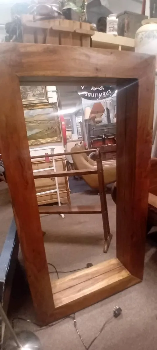 Large Hardwood Framed Wall Mirror - Image 1