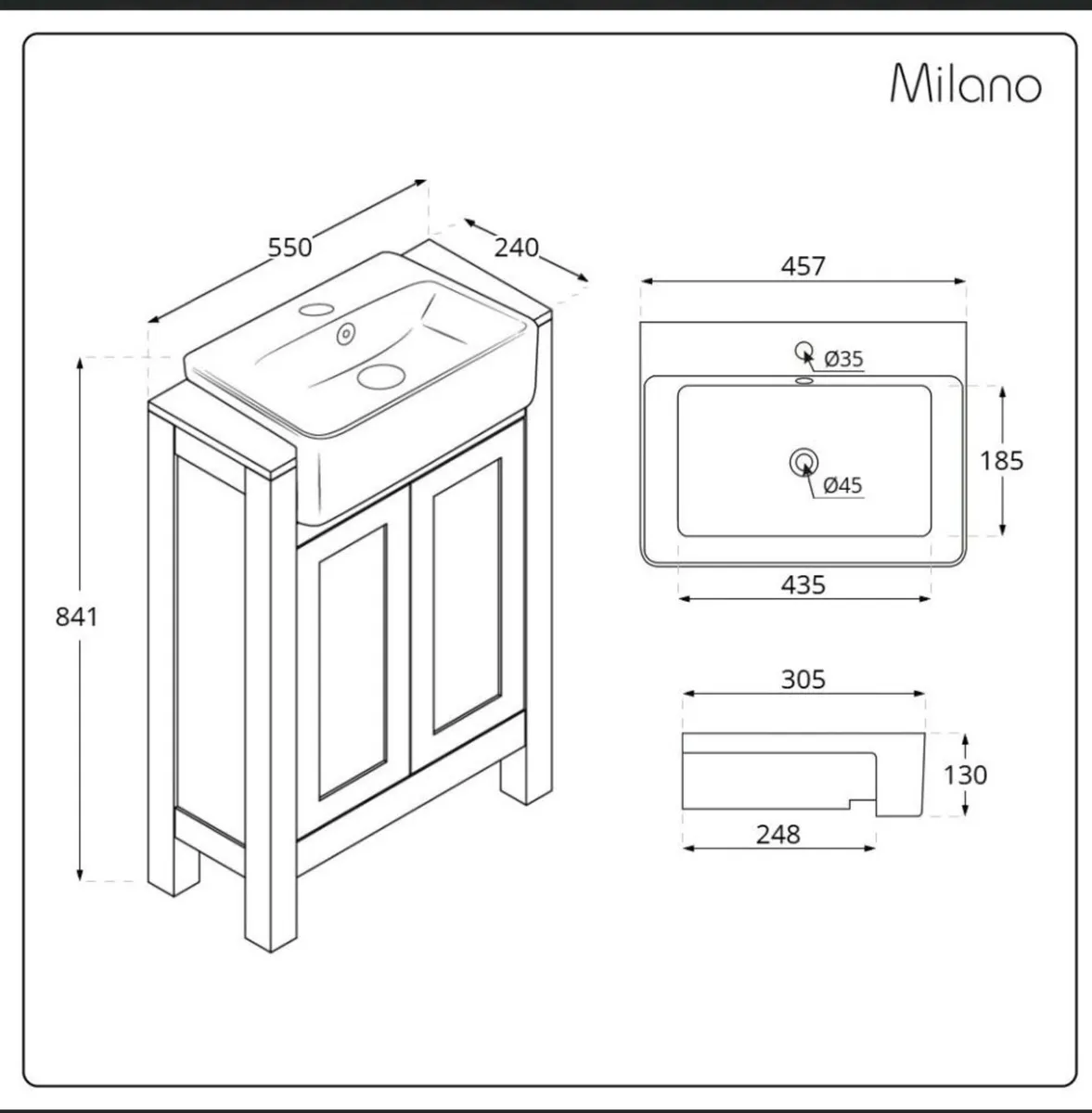 Bathroom vanity unit, slimline - Image 2