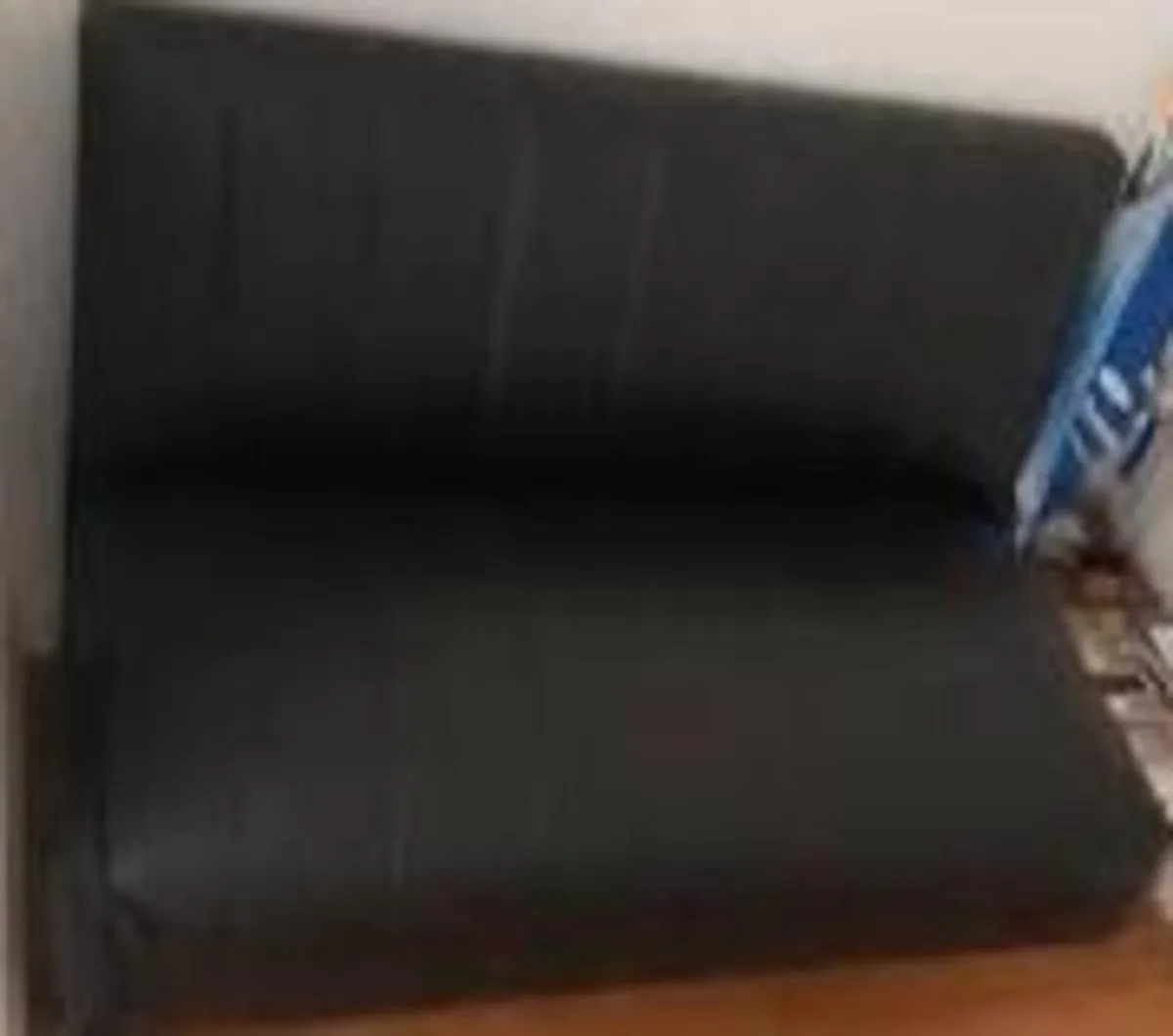 Used Black Leather Vinyl Sofa Settee (Not Futon). - Image 3