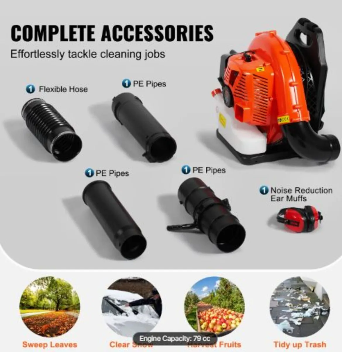 Backpack Leaf Blower, 79CC 2-Cycle Gas Leaf Blower - Image 3
