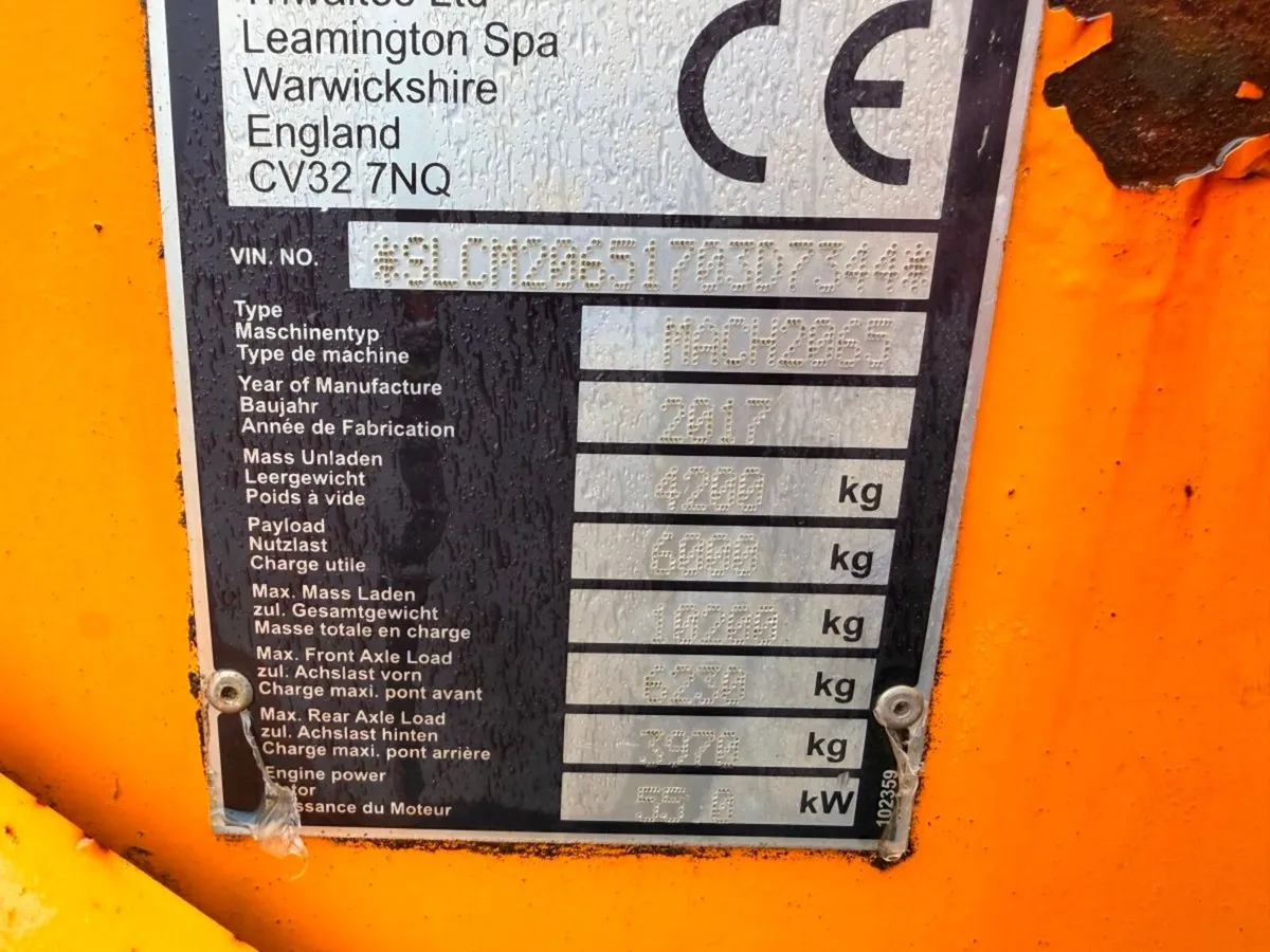 2017 Thwaites dumper 6 ton 1200 hours