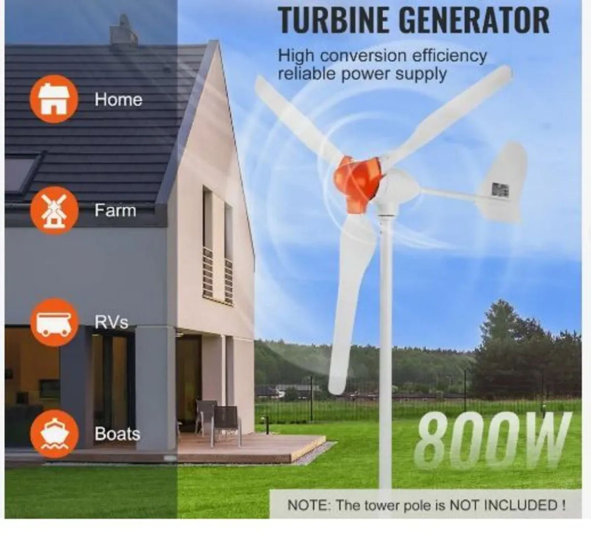 800W Wind Turbine Generator, 12V Wind - Image 2