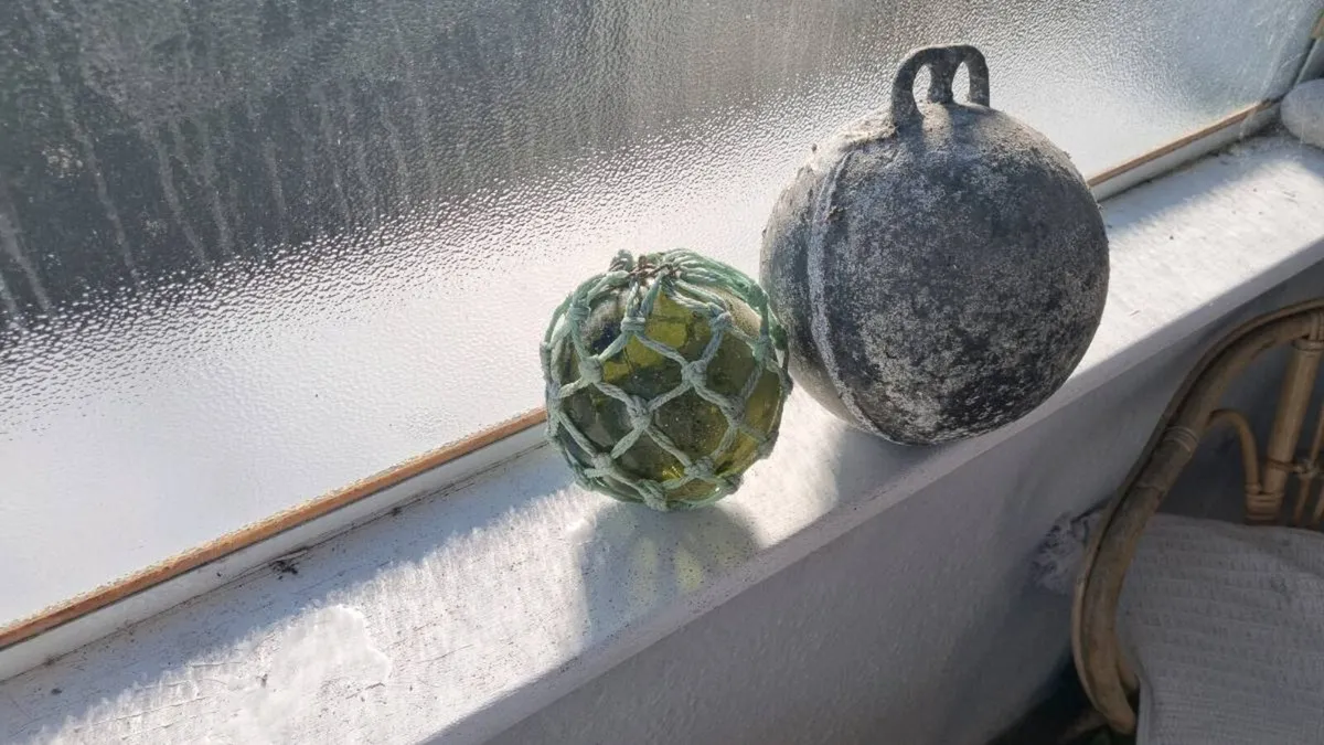 Vintage Green Glass & Zinc Sea Buoys - Image 2