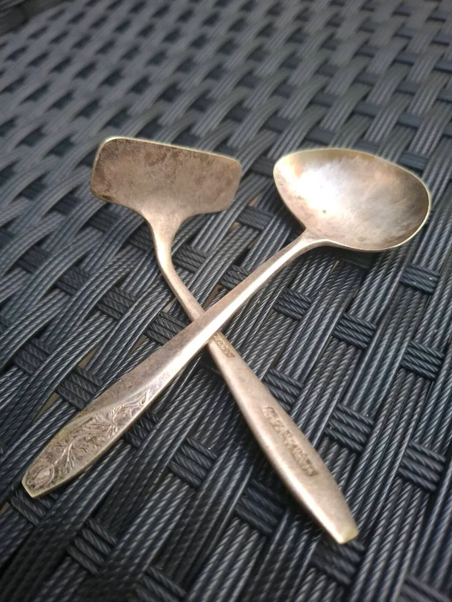 Vintage stamped Silver plated Child Spoon & Pusher - Image 1