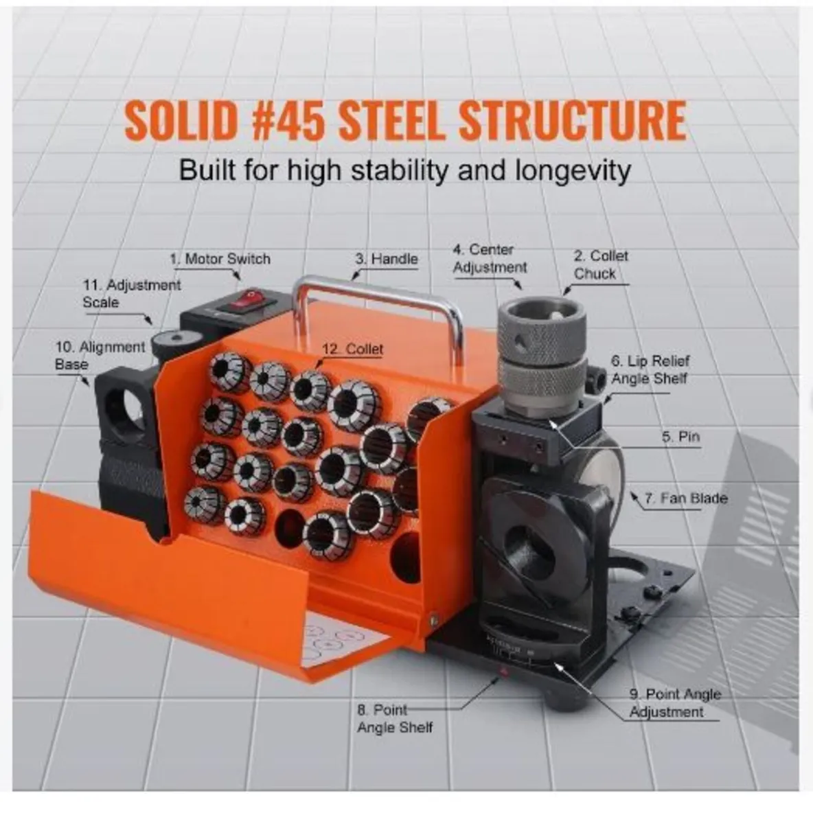 MR-20G Drill Bits Sharpener 3-20mm Bits Grinder - Image 4