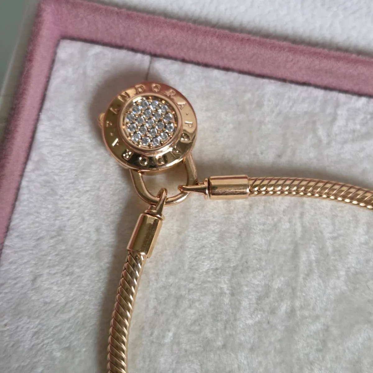 Pandora Rose Gold Pave Logo Padlock - Image 2