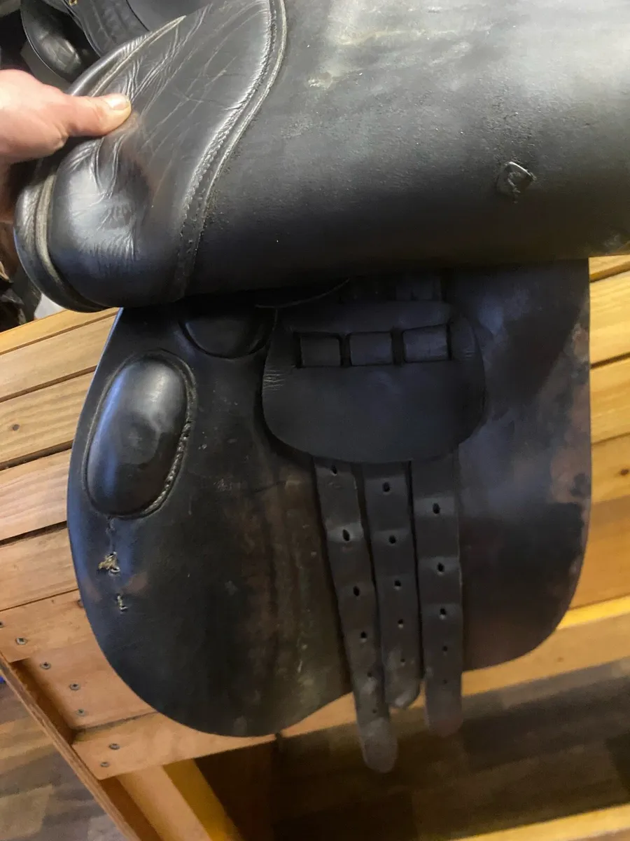 16.5-17” black Leather jump saddle - Image 2
