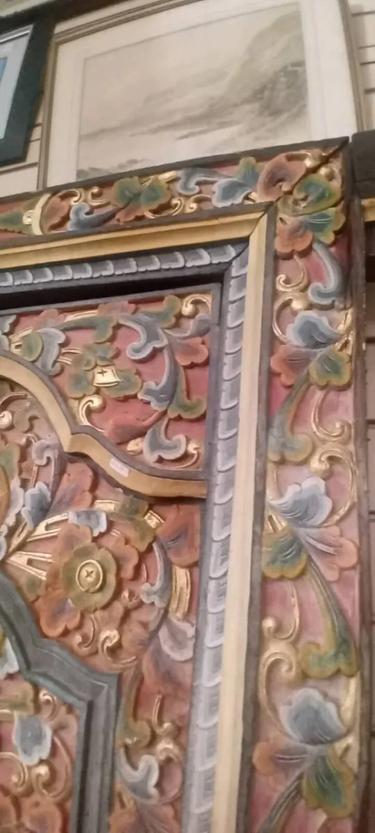 Original Carved Colourful Indian Door - Image 2