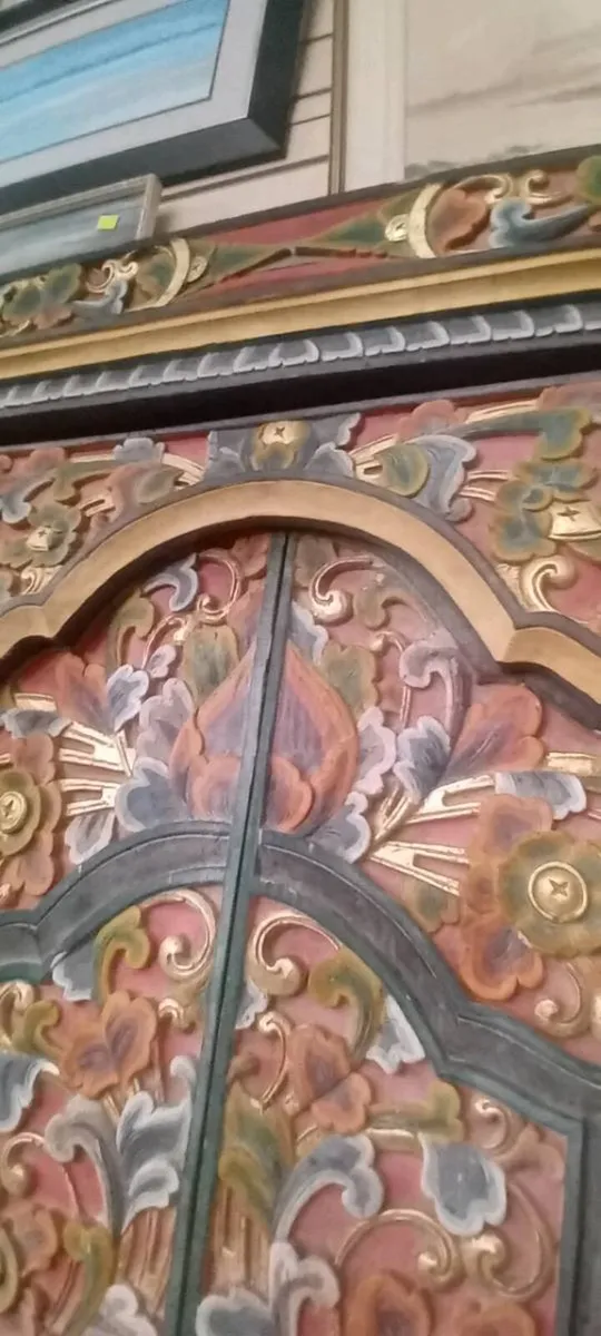 Original Carved Colourful Indian Door - Image 3