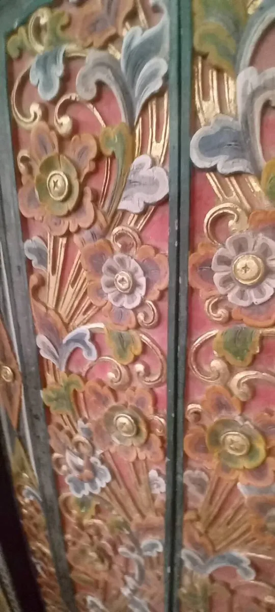 Original Carved Colourful Indian Door - Image 4