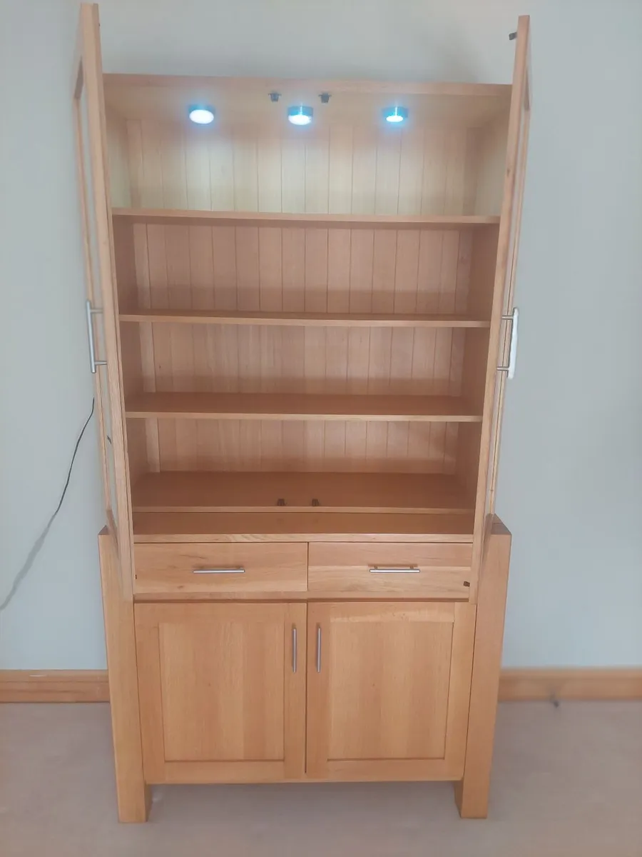 Solid Oak Bookcase / Display Cabinet - Image 2
