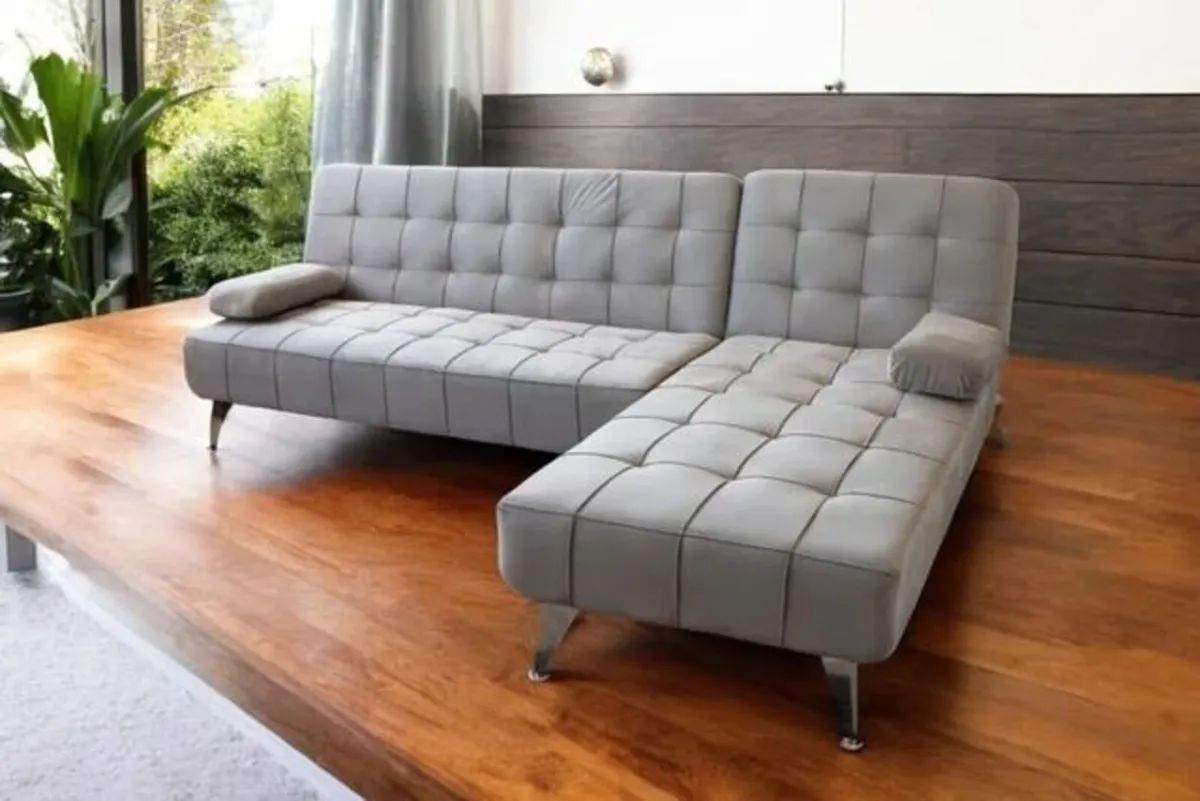 Corner Sofa Bed with Chaise Longue,Grey - Image 1