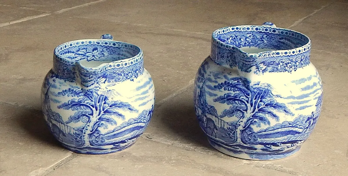 2 John Tams Vintage Blue & White Ceramic Jugs - Image 2