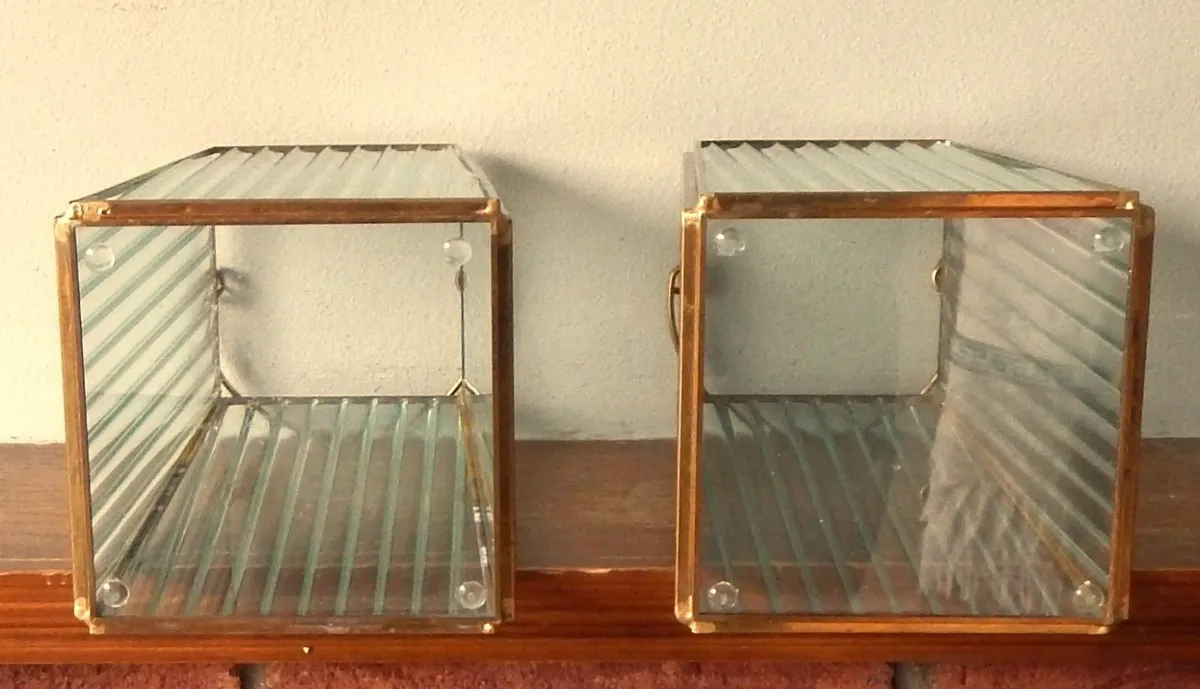2 Glass & Brass Candle Lanterns - Image 2