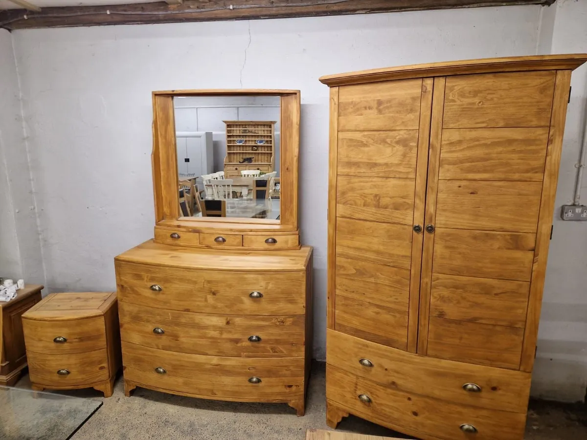 Pine bedroom set, wardrobe, chest,  locker - Image 1
