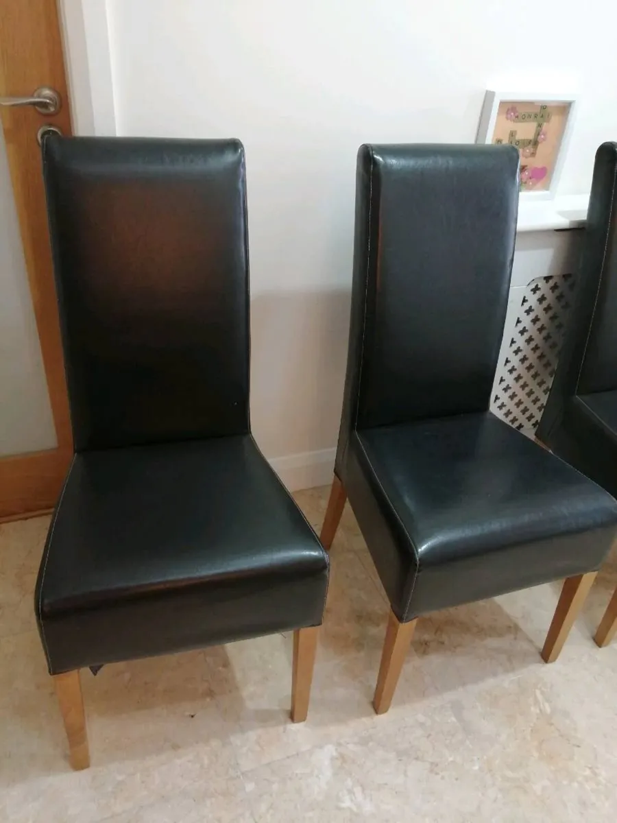 Oak Leather Dining Cchairs - Image 2