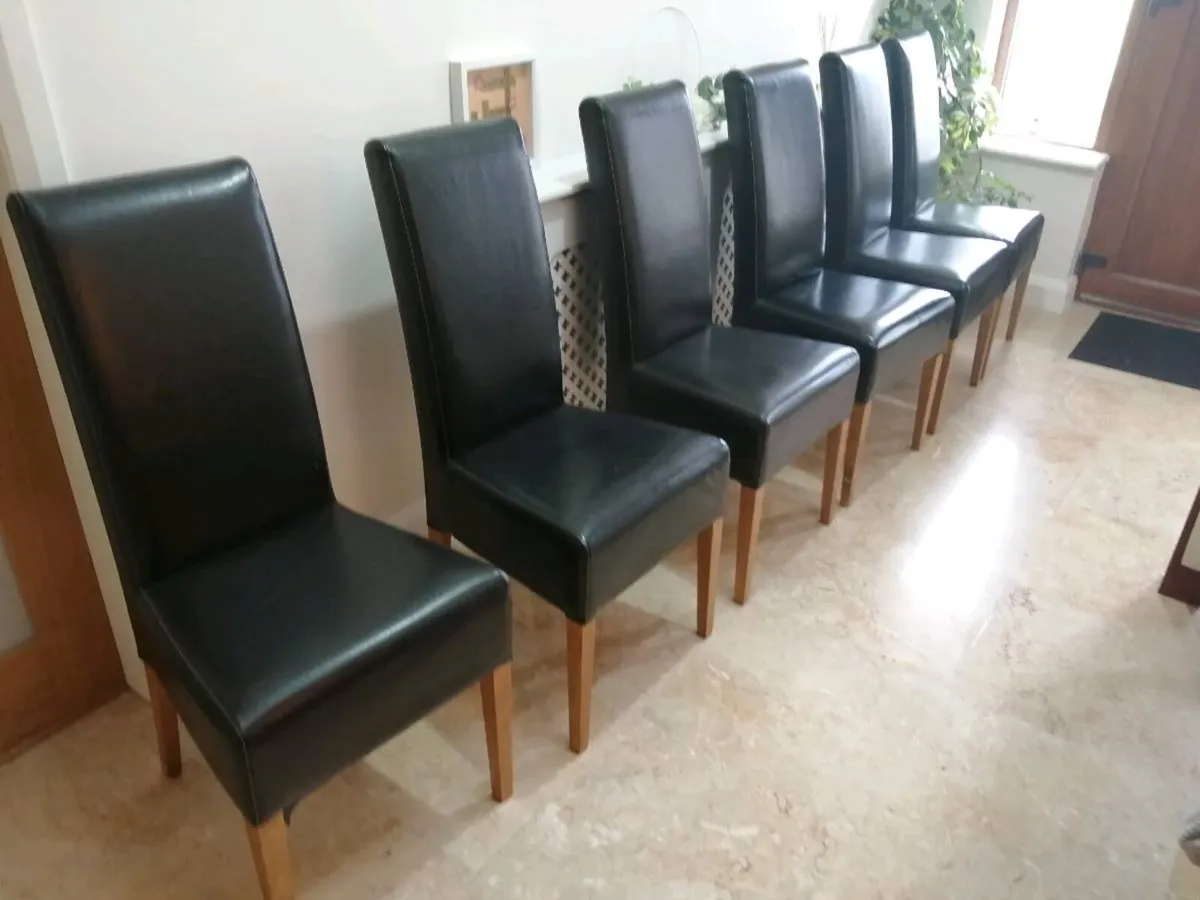 Oak Leather Dining Cchairs - Image 3