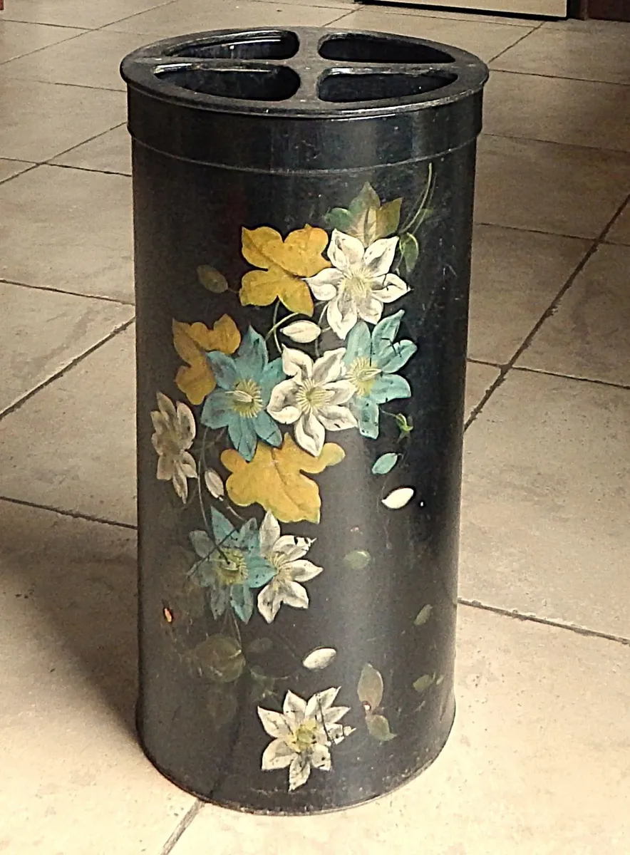 Vintage Hand Painted Papier Mache Umbrella Stand - Image 1