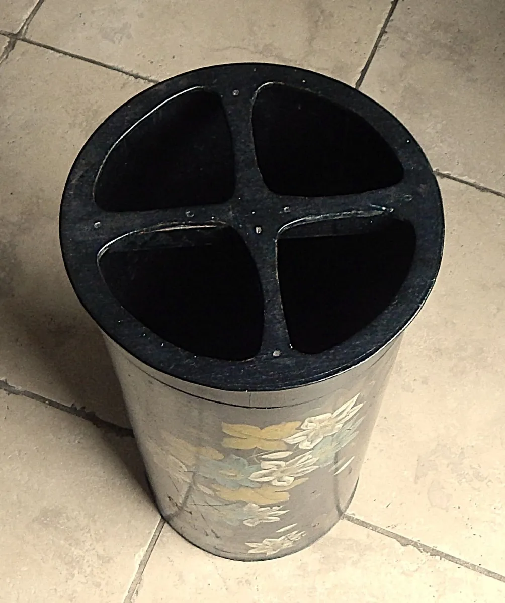 Vintage Hand Painted Papier Mache Umbrella Stand - Image 3