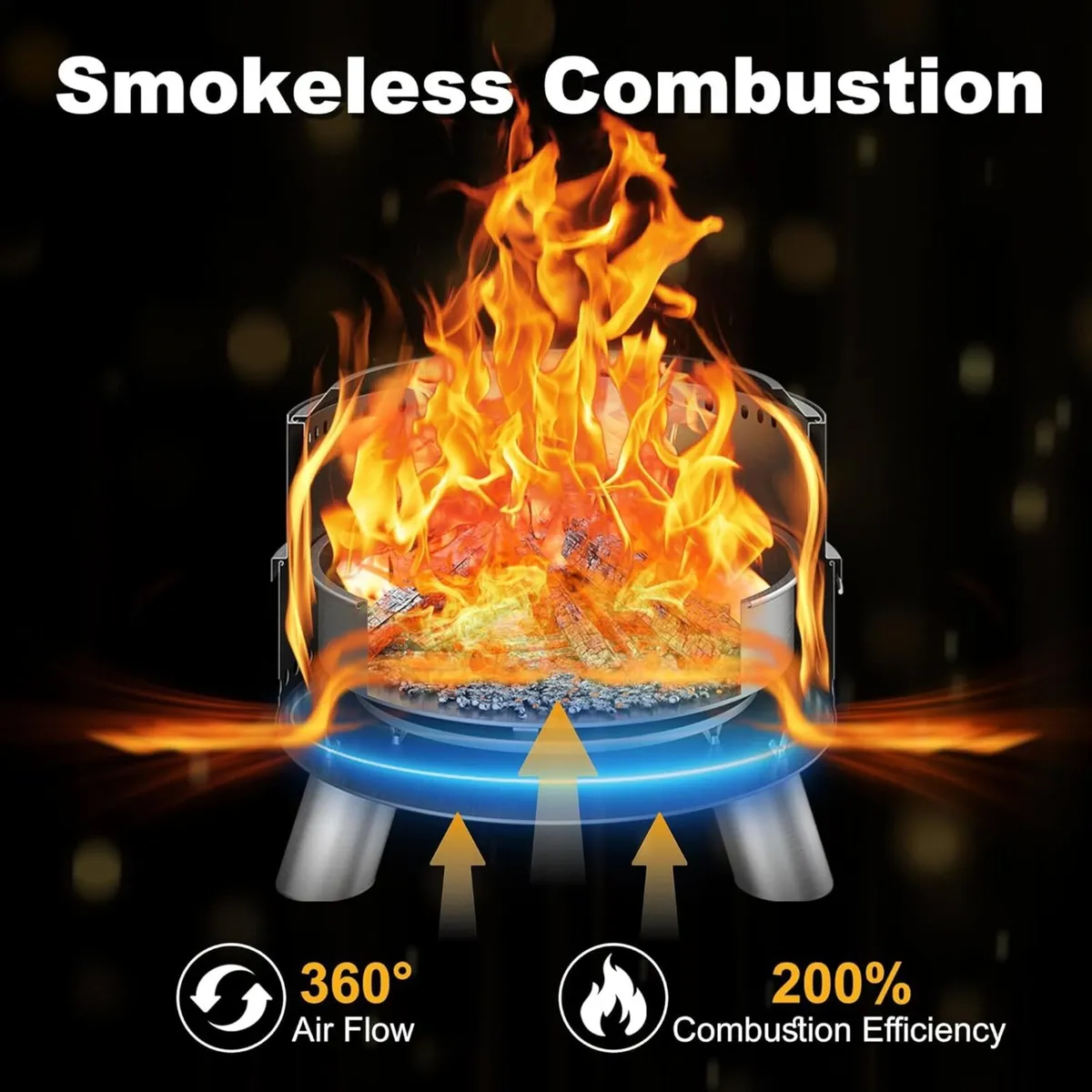 Smokeless Fire Pit 19.5 Inch Portable FirePit for - Image 3