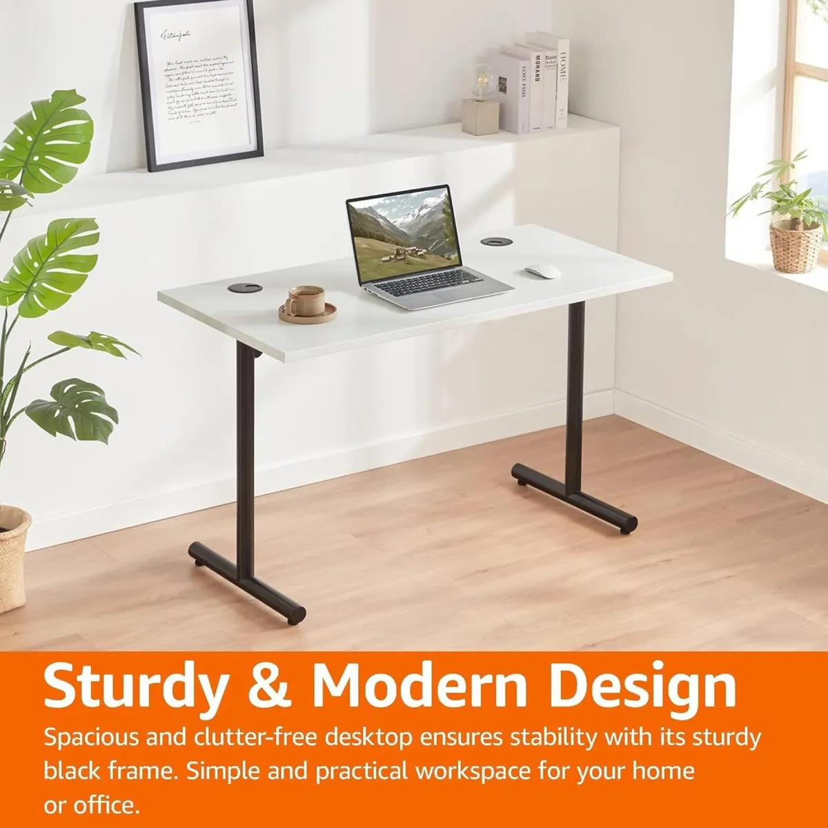 Simple Office Computer Desk White Desktop and - Image 3